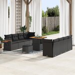 vidaXL Ensemble de Canapé de Jardin de 11 Pièces avec Coussins en Rotin Noir Acacia