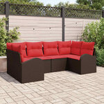 vidaXL Ensemble de canapé de jardin 6 Pièces Marron Poly Rattan