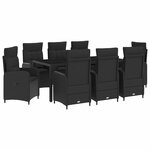 vidaXL Ensemble de repas extérieur 9 Pièces Noir 190 x 90 x 75 cm
