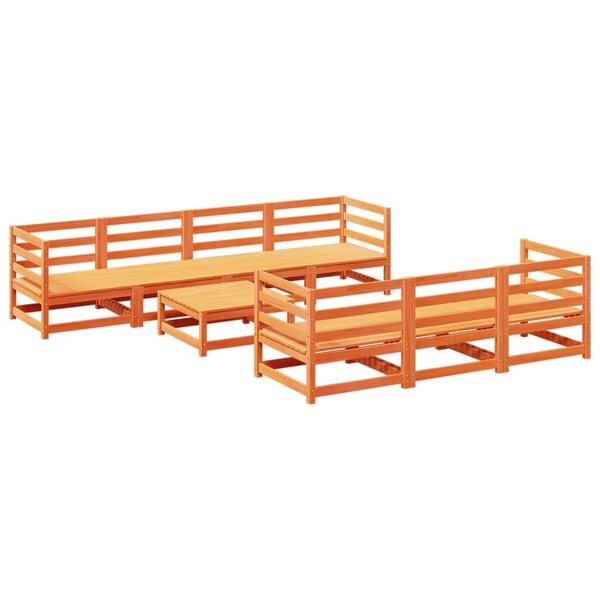vidaXL Salon de jardin 8 Pièces marron cire bois de pin massif