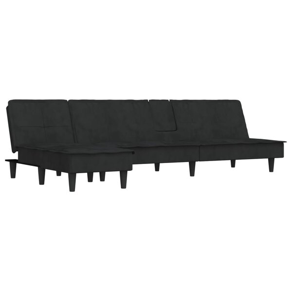 vidaXL Canapé-lit en forme de L noir 255x140x70 cm velours
