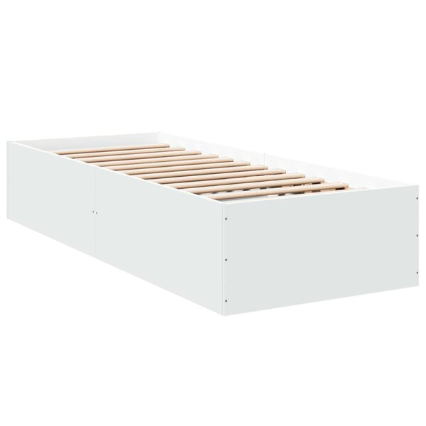 vidaXL Cadre de lit blanc 75x190 cm bois d'ingénierie