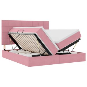 vidaXL Lit de Rangement avec tête de lit Rose 200 x 200 cm Velours