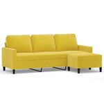 vidaXL Canapé à 3 places avec repose-pieds jaune 180 cm velours
