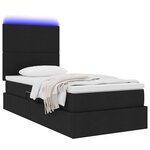 vidaXL Lit de rangement LED avec matelas Noir 90 x 190 cm Tissu