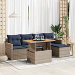 vidaXL Salon de jardin 6 Pièces avec coussins gris résine tressée
