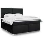 vidaXL Sommier à lattes de lit avec matelas Noir 180x200 cm Tissu