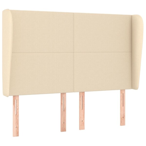 vidaXL Tête de lit avec oreilles Crème 147x23x118/128 cm Tissu