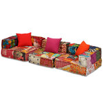 vidaXL Pouf modulaire à 3 places Patchwork Tissu