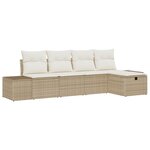 vidaXL Ensemble de Canapé de Jardin 5 pièces avec Coussins Beige Poly Rattan
