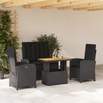 vidaXL Ensemble à manger de jardin 4 Pièces avec coussins noir