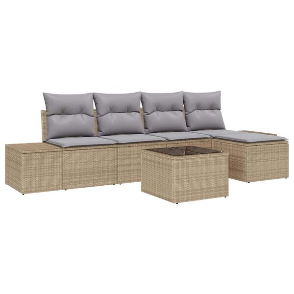 vidaXL Ensemble de canapé de jardin 6 Pièces Beige  Gris clair