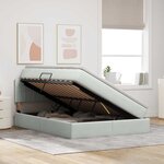 vidaXL Lit de rangement LED avec matelas Gris clair 140 x 190 cm