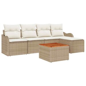 vidaXL Ensemble de canapé de jardin 6 Pièces Beige  blanc