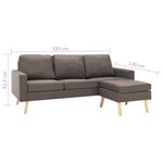 vidaXL Canapé à 3 places avec repose-pied Taupe Tissu
