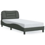 vidaXL Cadre de lit sans matelas Hvar gris foncé 90x190 cm tissu