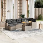 vidaXL Salon de jardin 8 Pièces avec coussins gris résine tressée
