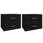 vidaXL Tables de chevet murales 2 Pièces Noir 50x36x40 cm