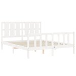 vidaXL Cadre de lit avec tête de lit blanc King Size bois massif