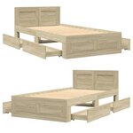 vidaXL Cadre de lit et tête de lit sans matelas chêne sonoma 75x190 cm