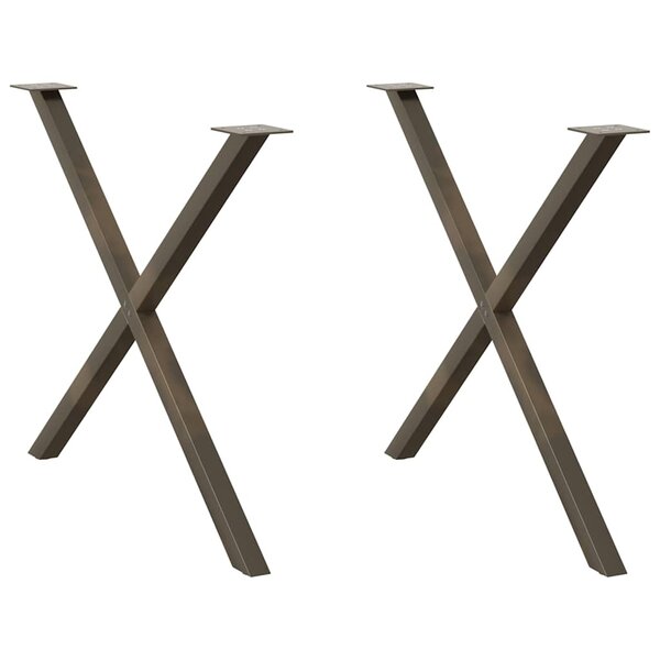 vidaXL Pieds de table à manger en forme de X  2 pièces  acier naturel  90 x (72-73) cm