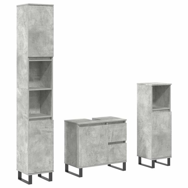vidaXL Ensemble de meubles de salle de bain 3 Pièces gris béton