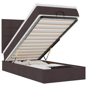 vidaXL Lit ottoman avec matelas et LED marron foncé 90x200 cm tissu