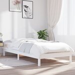 vidaXL Cadre de lit Blanc 90x200 cm Bois de pin massif