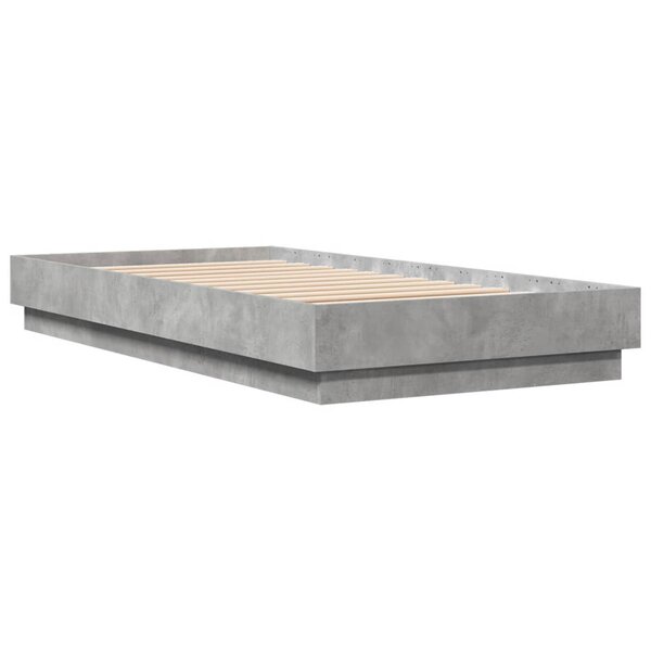 vidaXL Cadre de lit gris béton 75x190 cm bois d'ingénierie