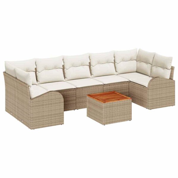 vidaXL Ensemble de canapé de jardin 8 Pièces Beige et blanc