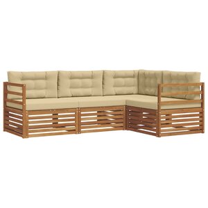 vidaXL Ensemble de canapés d'extérieur 4 pc Naturel et Beige