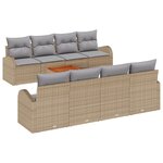 vidaXL Ensemble de canapé de jardin 9 pièces avec coussins Beige Poly Rattan Acacia