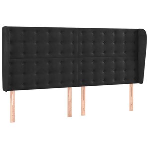 vidaXL Tête de lit avec oreilles Noir 163x23x118/128 cm Velours