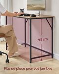 Bureau table poste de travail petite taille 100 x 50 x 75 cm pour bureau salon chambre assemblage simple métal style industriel marron 12_0004686