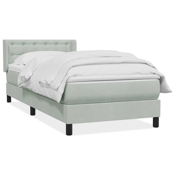 vidaXL Sommier à lattes de lit et matelas gris clair 80x210 cm velours