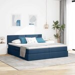 vidaXL Lit de rangement LED avec matelas Bleu 200 x 200 cm Tissu