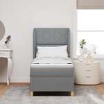 vidaXL Lit à ressorts avec matelas gris foncé 90x190 cm Gris clair