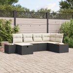 vidaXL Ensemble de Canapés de Jardin 6 Pièces avec Coussins en Rotin Poly Noir
