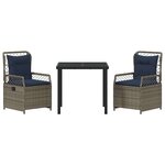 vidaXL Ensemble de salle à manger pour jardin 3 Pièces Gris polyrotin