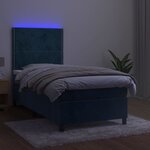 vidaXL Sommier à lattes de lit matelas et LED Bleu foncé 100x200 cm