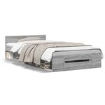 vidaXL Cadre de lit et tiroir sonoma gris 90x190 cm bois d'ingénierie