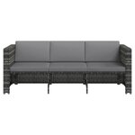 vidaXL Salon de jardin 4 Pièces avec coussins résine tressée gris