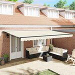 vidaXL Auvent Rétractable Crème 500 × 300 cm Polyester et métal