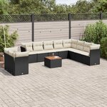 vidaXL Salon de jardin 11 Pièces avec coussins noir résine tressée