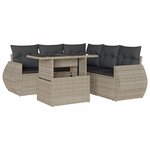 vidaXL Salon de jardin 6 Pièces avec coussins gris clair résine tressée