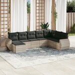 vidaXL Salon de jardin 8 Pièces avec coussins gris clair résine tressée