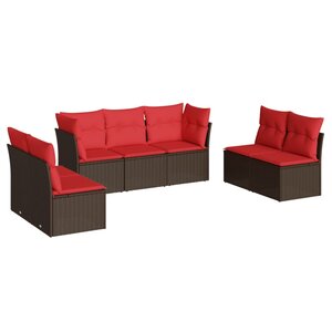 vidaXL Salon de jardin avec coussins 7 Pièces marron résine tressée