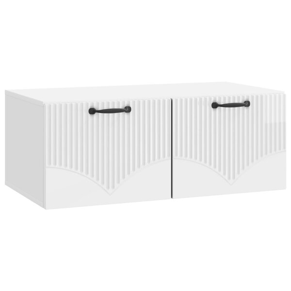 vidaXL Meuble TV mural Montage mural Blanc brillant 78 5 x 41 x 30 cm