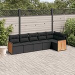vidaXL Salon de jardin 6 Pièces avec coussins noir résine tressée