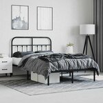 vidaXL Cadre de lit métal sans matelas avec tête de lit noir 120x200cm